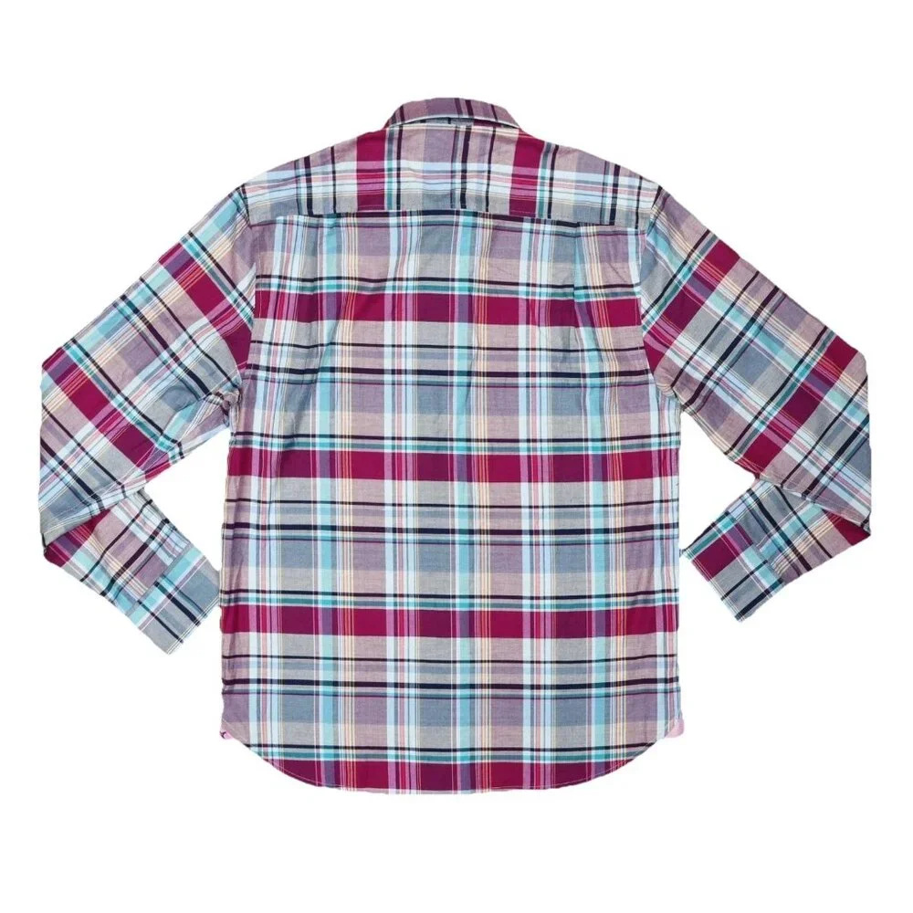 Tommy Bahama Lazlo Cheers Check Button Up Shirt Mens Large Festival Plaid - Picture 9 of 9